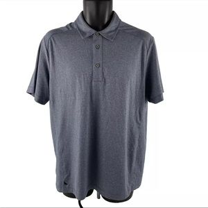 Mens UntuckIt Short Sleeve Polo Shirt Sz L Blue Polyester Spandex